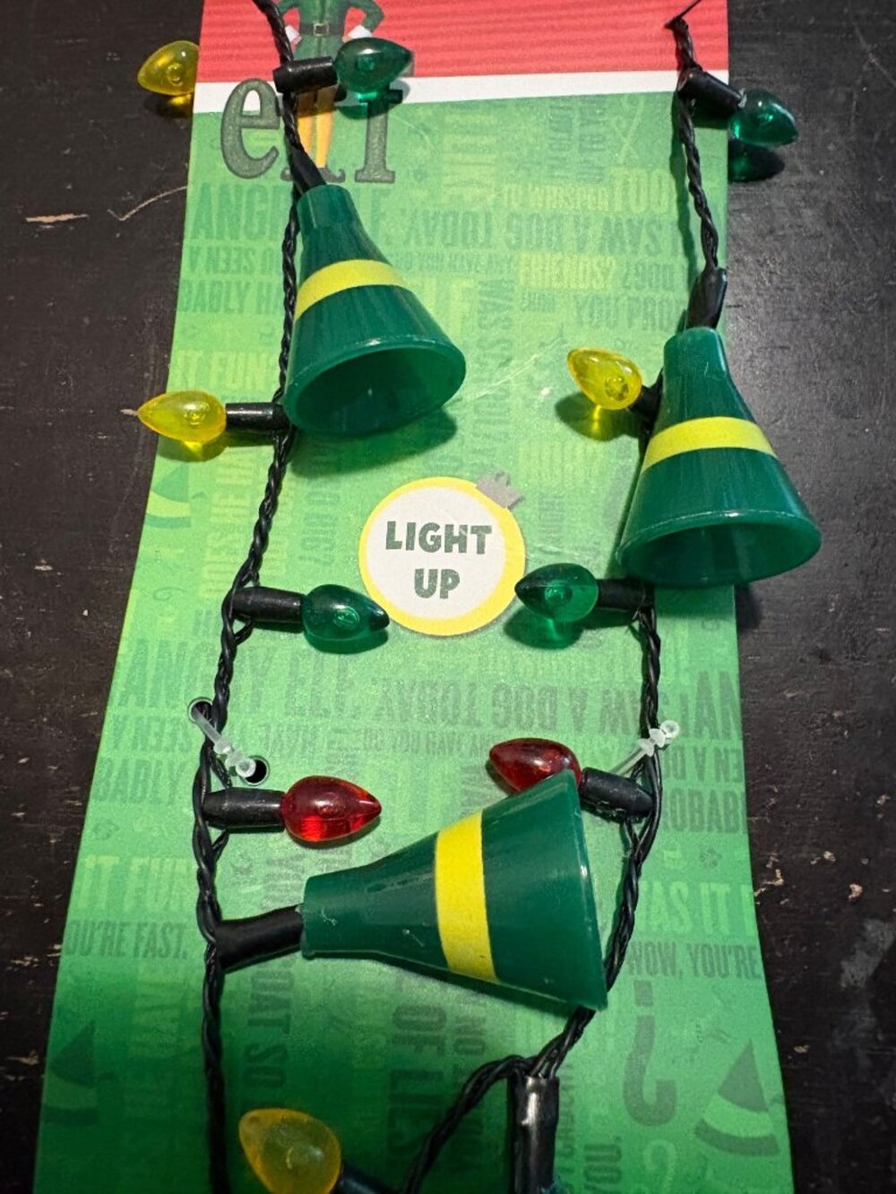 Elf Movie Light-Up Necklace Green Hat Multicolor Bulbs Christmas Jewelry